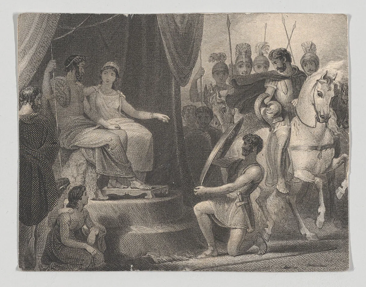 Simonides and Thaisa (Shakespeare, Pericles, Act 2, Scene 2) — William Shakespeare|Henry Corbould|Frederick Bacon