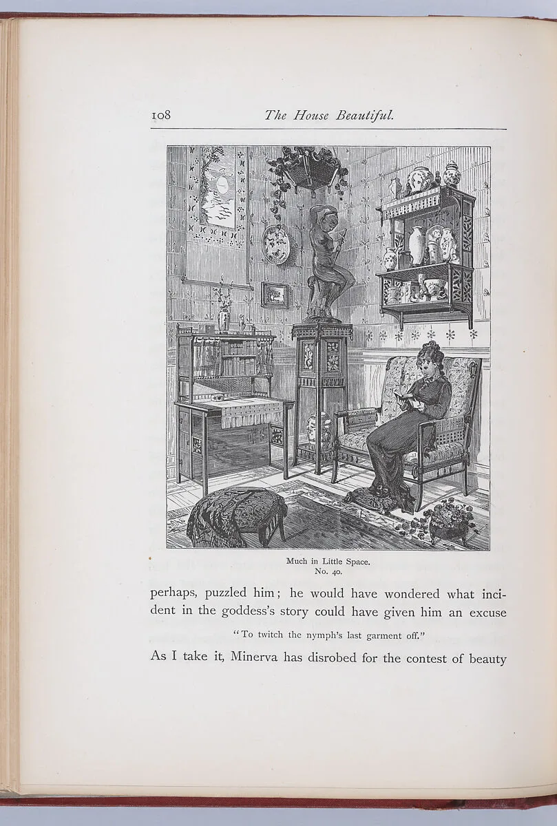 The House Beautiful, Essays on Beds and Tables, Stools and Candlesticks — Clarence Cook|Walter Crane|Scribner, Armstrong and Company|Francis Hart & Co.|W. B. Duncan|Francis Lathrop|Alexandre Sandier|R. Riordan|James S. Inglis|Maria Oakey Dewing|Henry Marsh|Guilaumot, Jr.|Francis Scott King|G. A. Avery|Adolph Will|C. J. Wardell|Daniel Cottier|Félix Leblanc