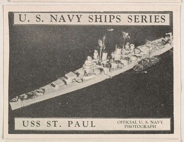 U. S. S. St. Paul, bakery card from the U. S. Planes and Warships series (D85) — Purity Pretzel Company