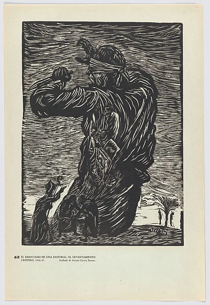 Plate 62: the result of a pastoral ministry, the Cristero uprising, from the portfolio 'Estampas de la revolución Mexicana' (prints of the Mexican Revolution) — Taller de Gráfica Popular|Arturo García Bustos