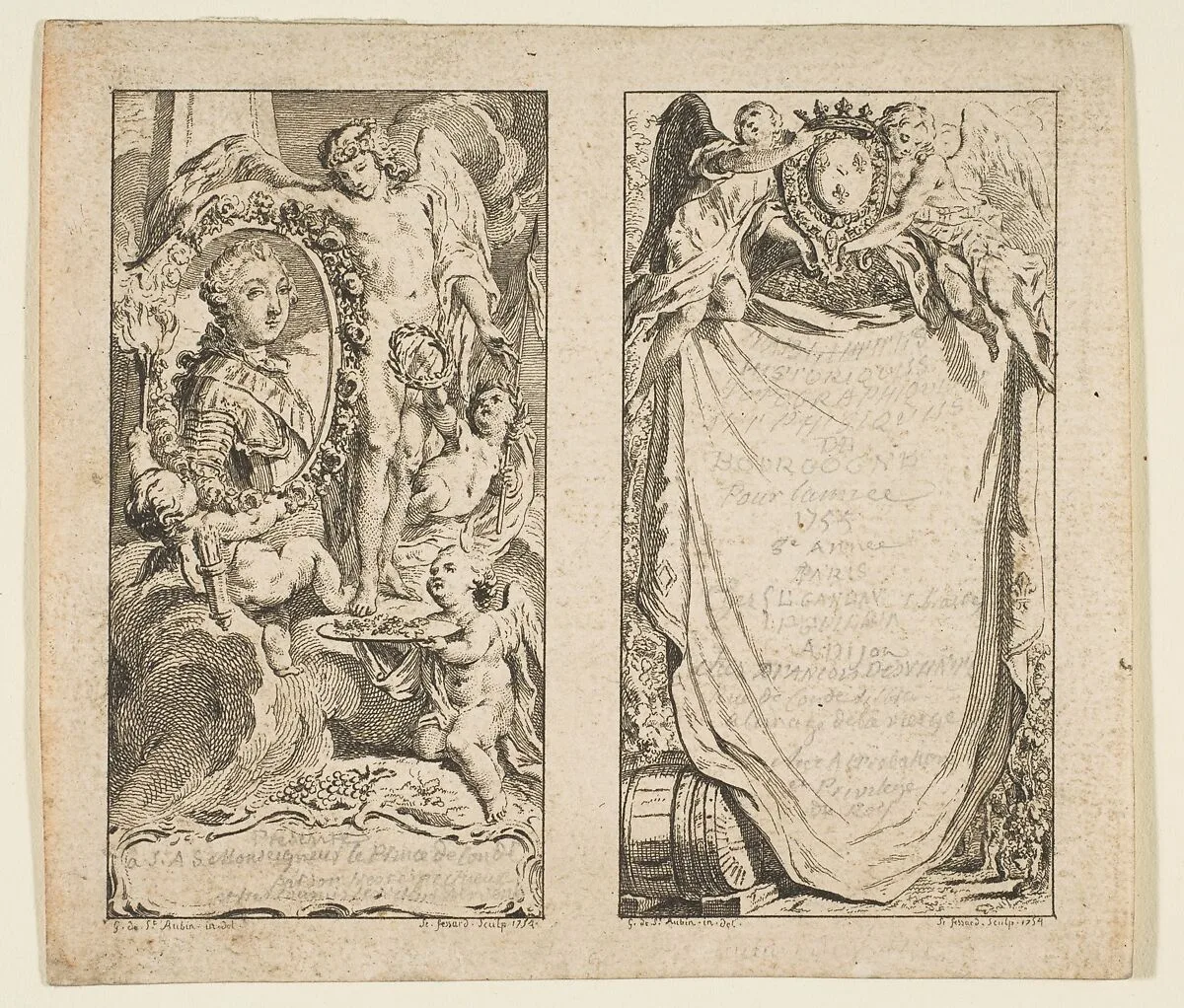 Vignettes pour les "Tablettes historiques, topographiques et physiques de Bourgogne" — Gabriel de Saint-Aubin|Etienne Fessard