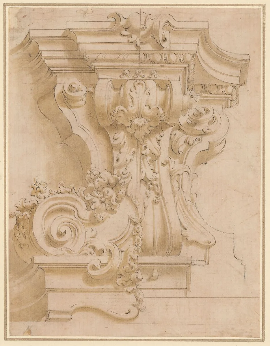 Design for a plasterwork bracket — Anonymous, Italian, Bolognese 18th century artist