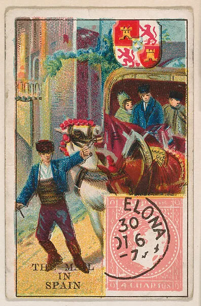The Mail in Spain, bakery card from the Stamps and Mail Carriers of All Nations series (D73), issued by the Rochester Baking Company — Rochester Baking Company