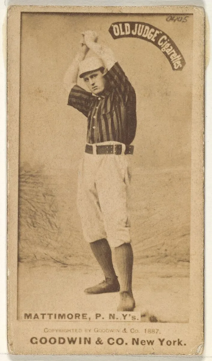 Michael "Mike" Joseph Mattimore, Pitcher, New York, from the Old Judge series (N172) for Old Judge Cigarettes — Goodwin & Company