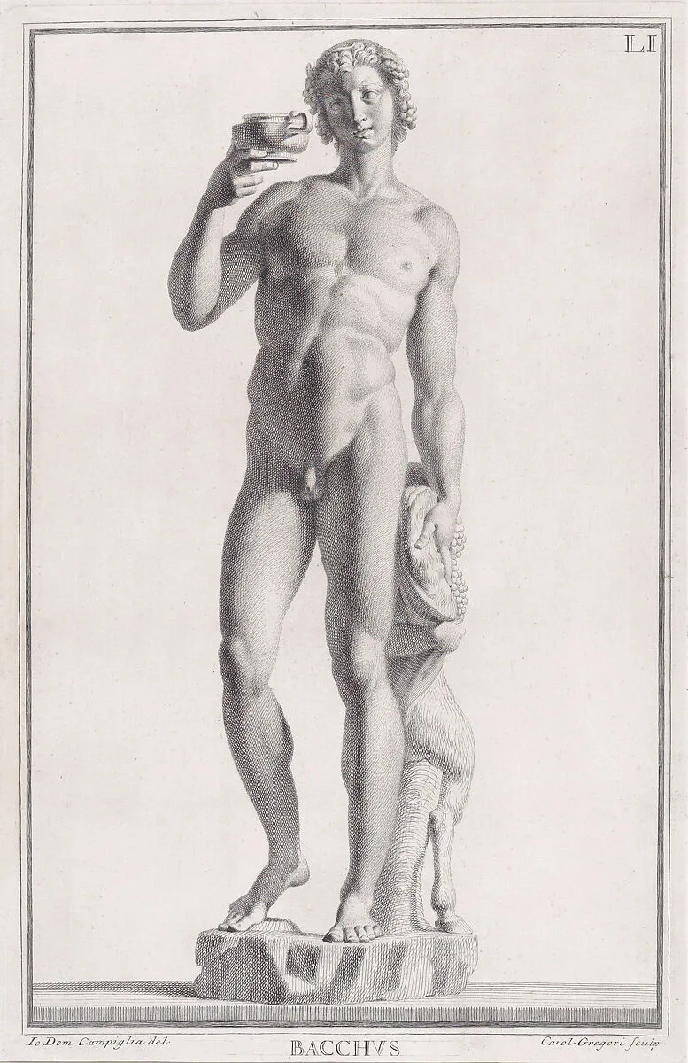 Plate LI (51): Bacchus, from "Museum Florentinum" (Statuae antiquae dorum et virorum illustrium) — Giovanni Domenico Campiglia|Carlo Gregori