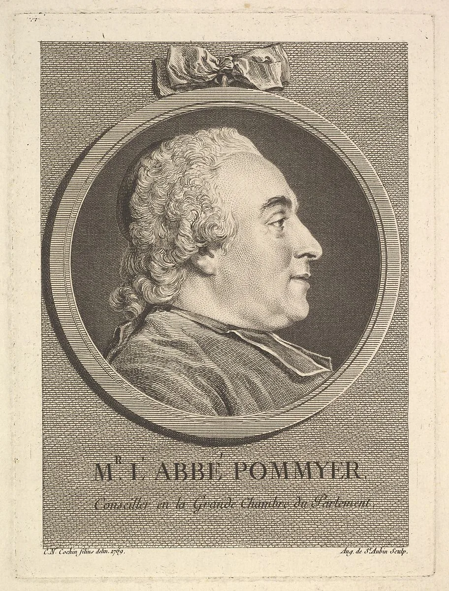Portrait of L'Abbé Pommyer — Augustin de Saint-Aubin|Charles Nicolas Cochin II