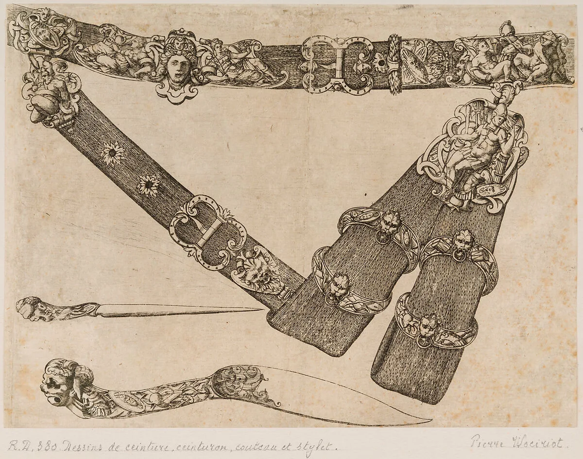Design for a Sword-belt, Knife, and Stylus — Pierre Woeiriot de Bouzey II