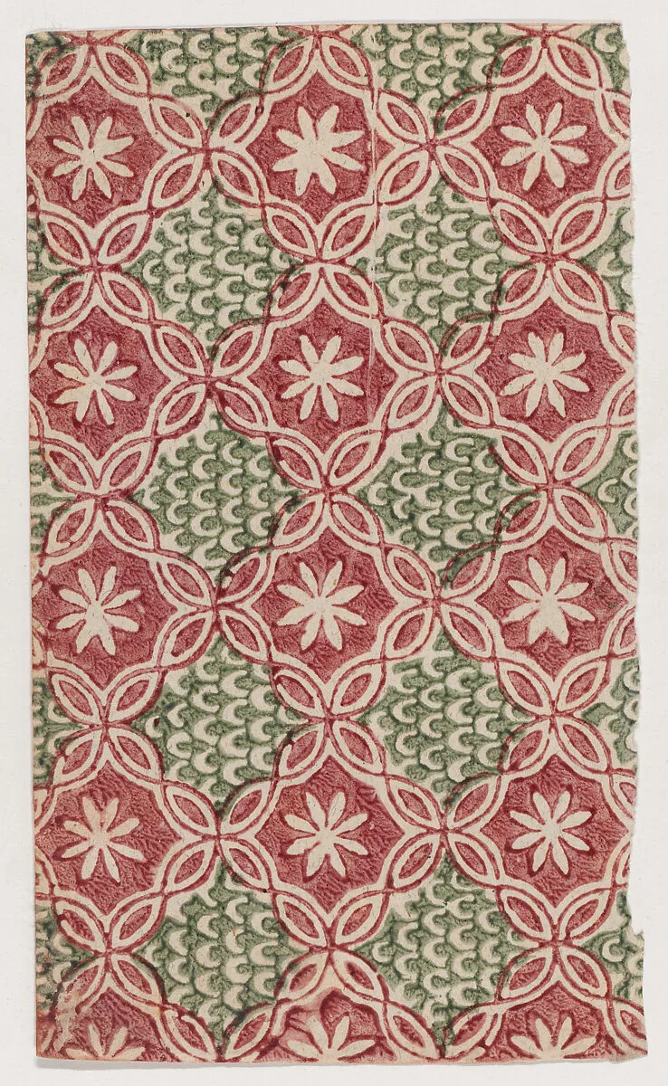 Sheet with overall floral and U shaped patterns — Anonymous