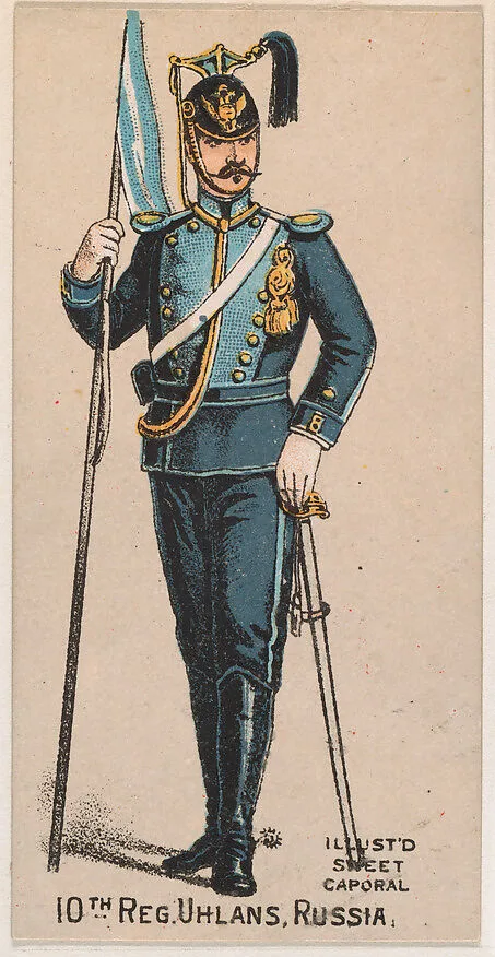 10th Regiment, Uhlans, Russia, from the Military Series (N224) issued by Kinney Tobacco Company to promote Sweet Caporal Cigarettes — Kinney Brothers Tobacco Company