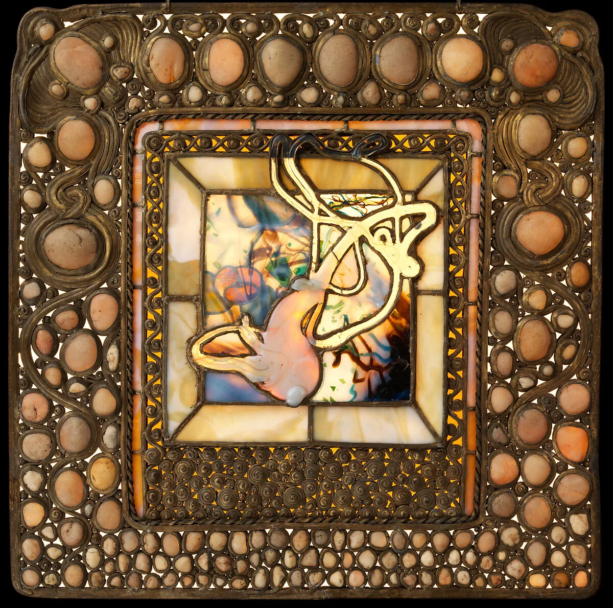 Squash Window with Pebbles — Louis C. Tiffany