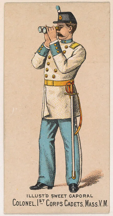 Colonel, 1st Corps Cadets, Massachusetts, V.M., from the Military Series (N224) issued by Kinney Tobacco Company to promote Sweet Caporal Cigarettes — Kinney Brothers Tobacco Company