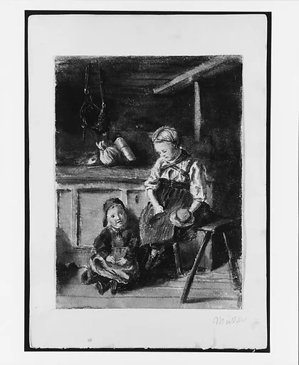Two Children in Interior, Mürren (from "Splendid Mountain Watercolours" Sketchbook)