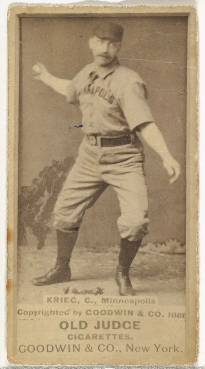 William Frederick "Bill" Krieg, Catcher, Minneapolis, from the Old Judge series (N172) for Old Judge Cigarettes — Goodwin & Company