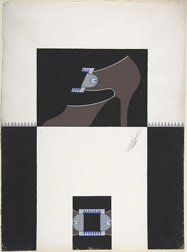Taupe High-Vamp Pump with Silver and Blue Buckle for Delman's Shoes, New York
