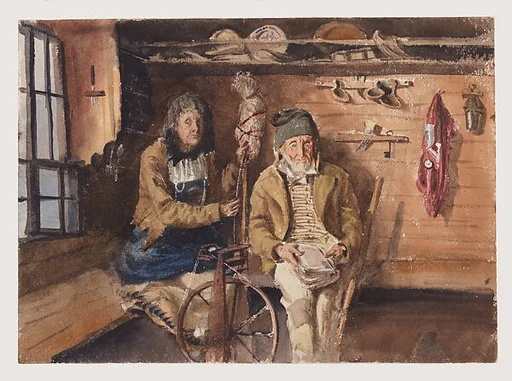 Frau von Allmen and an Unidentified Man in an Interior, verso (from "Splendid Mountain Watercolours" Sketchbook)