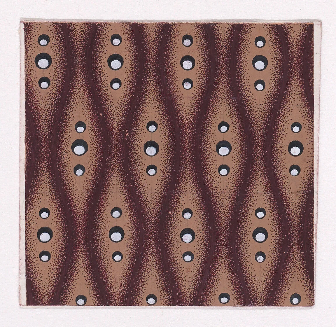 Textile Design with Vertical and Horizontal Rows of Stylized Bullet-Shaped Flowers with Pearls as Pistils, Placed Alternately Horizontally and Verticallly, and Quatrefoils Forming In-Between the Flowers — Anonymous, Alsatian, 19th century