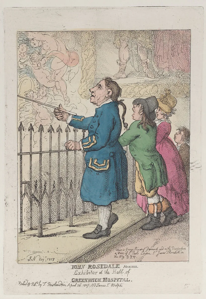 John Rosedale Mariner, Exhibitor at the Hall of Greenwich Hospital — Thomas Rowlandson