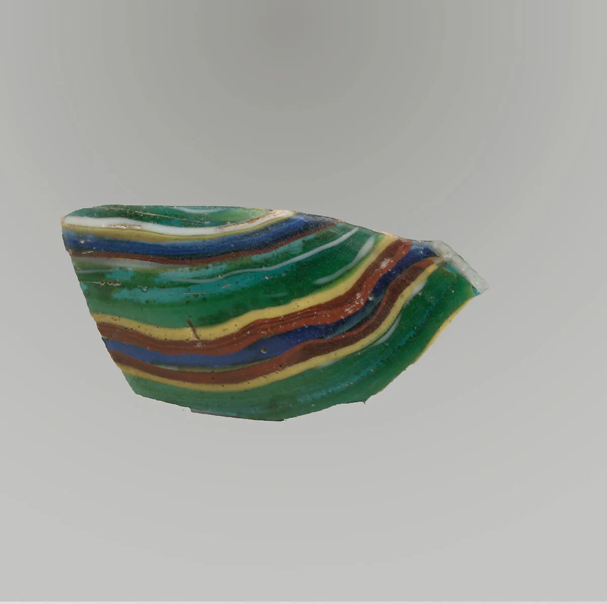 Glass striped mosaic bowl fragment — Unknown
