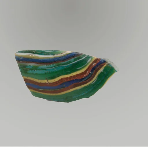 Glass striped mosaic bowl fragment