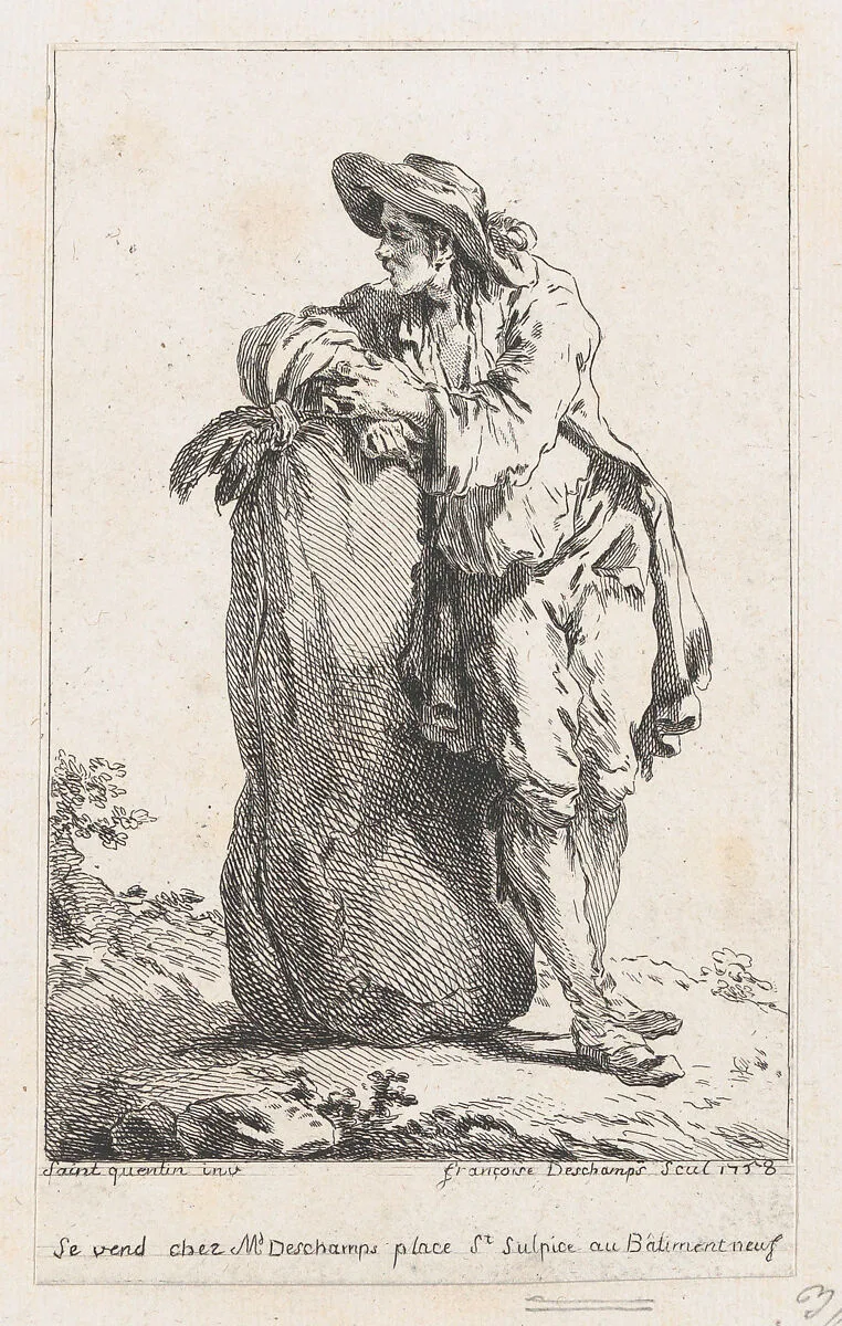 Peasant Leaning on a Sack of Grain — Jacques Philippe Joseph de Saint Quentin|Catherine-Francoise Beauvarlet