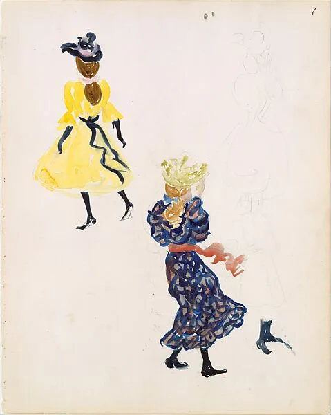 Large Boston Public Garden Sketchbook: Young girls in hats and sashed dresses — Maurice Brazil Prendergast