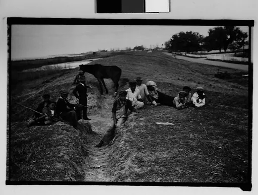 [Children on Levee, From Automobile, New Orleans Vicinity, Louisiana]
