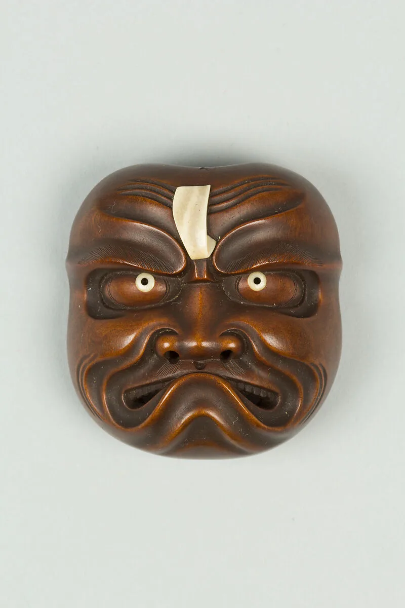 鬼面木彫根付|Netsuke of Demon Mask — Unknown