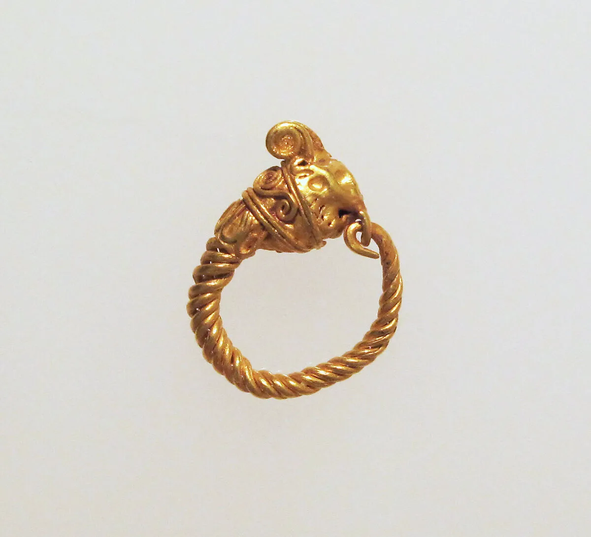 Gold earring with head of an animal — Unknown