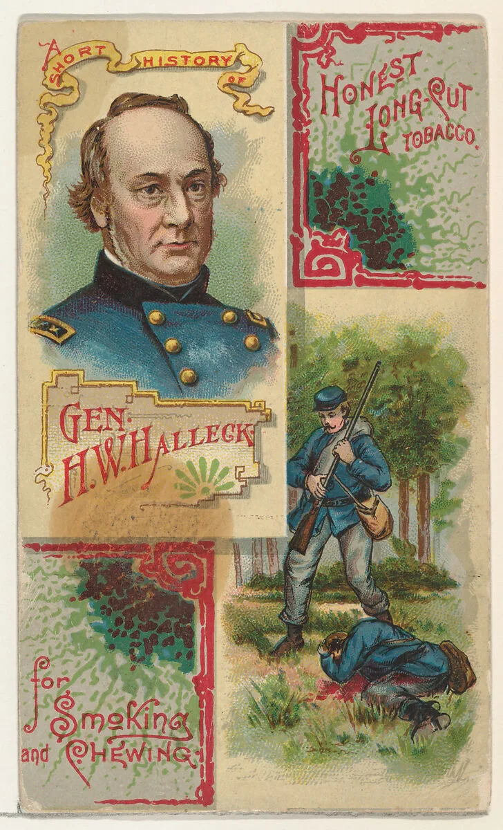 A Short History: General Henry W. Halleck, from the Histories of Generals series (N114) issued by W. Duke, Sons & Co. to promote Honest Long Cut Smoking and Chewing Tobacco — Knapp & Company|W. Duke, Sons & Co.