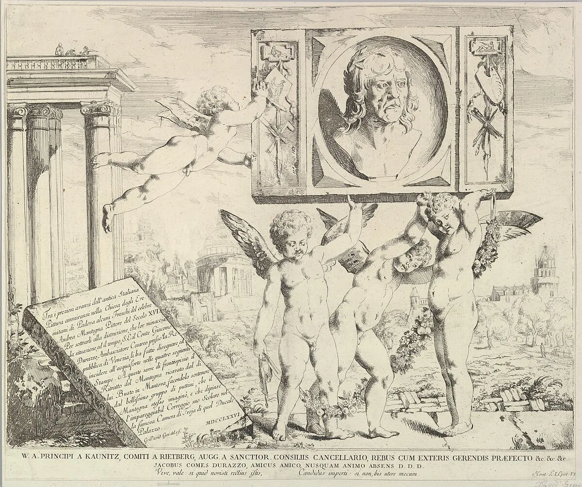 Title page: Homage to Mantegna, from "The Story of Saints James and Christopher in the Eremitani Chapel" — Giovanni David|Andrea Mantegna