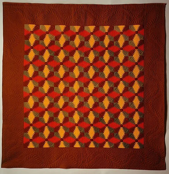 Quilt, Log Cabin pattern, Pineapple or Windmill — Unknown