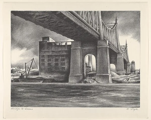 Bridge to Queens — Harold Knickerbocker Faye|WPA