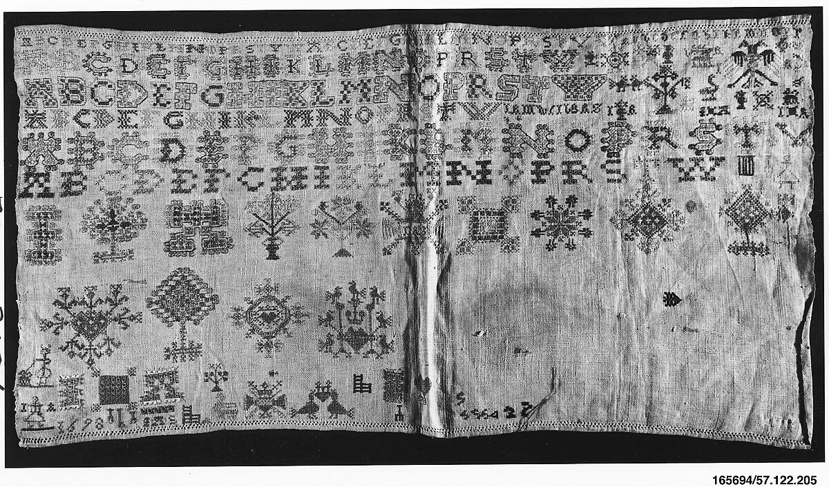 Embroidered sampler — Unknown