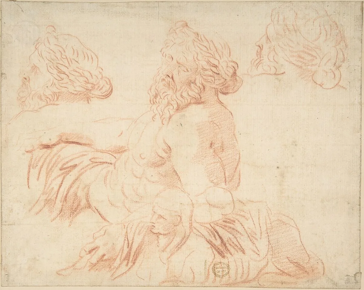 Study from a Statue of a River God — Anonymous, Italian, Roman-Bolognese, 17th century