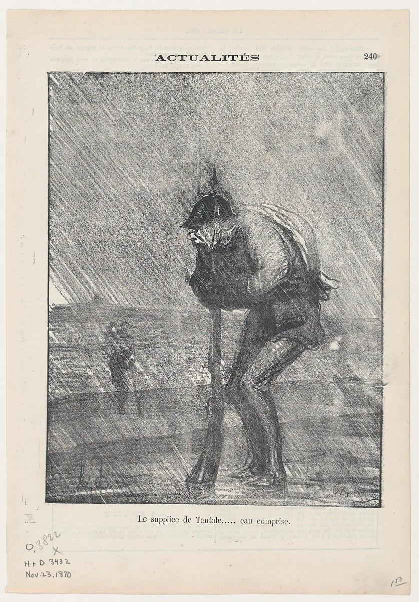 The torments of Tantalus... water included, from 'News of the day,' published in Le Charivari, November 23, 1870 — Honoré Daumier