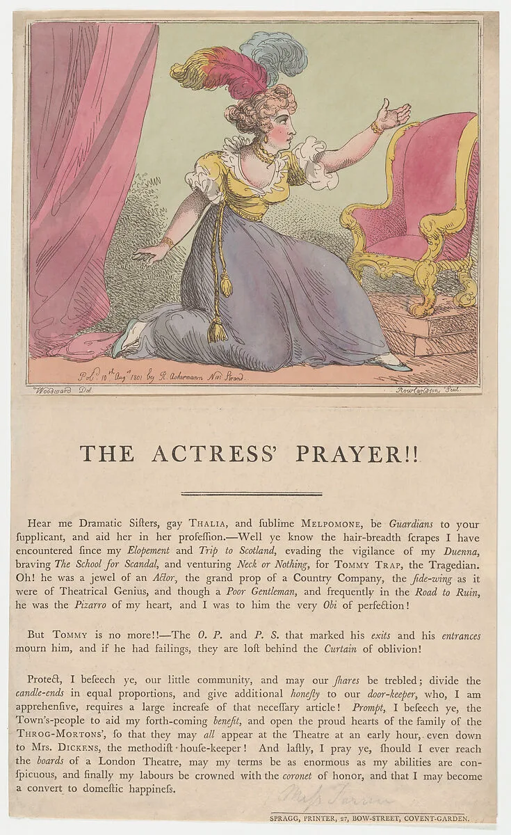 The Actress' Prayer!! — Thomas Rowlandson|George Murgatroyd Woodward|Edward Spragg