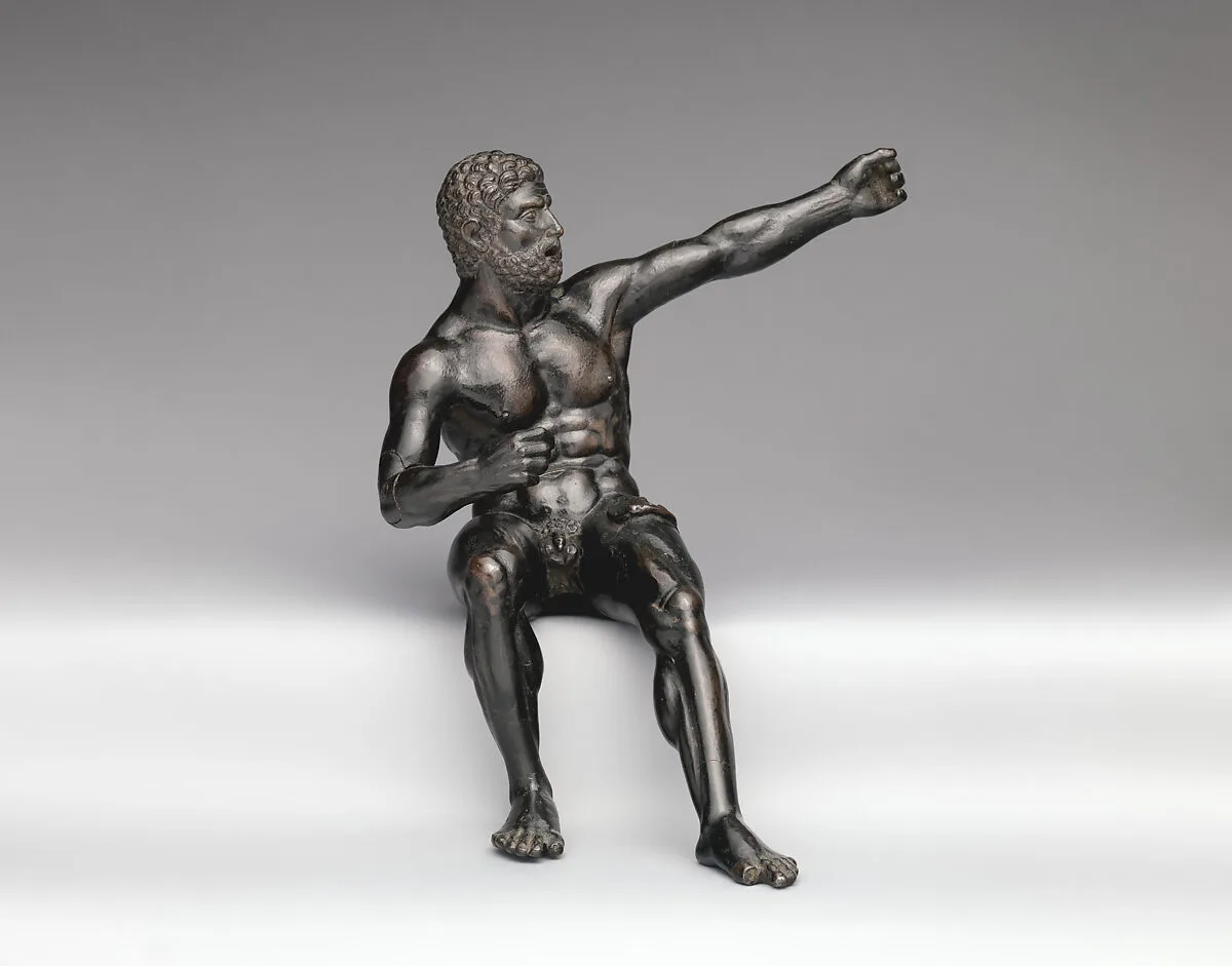 Seated Hercules in the act of shooting at the stymphalian birds — Vittore Gambello