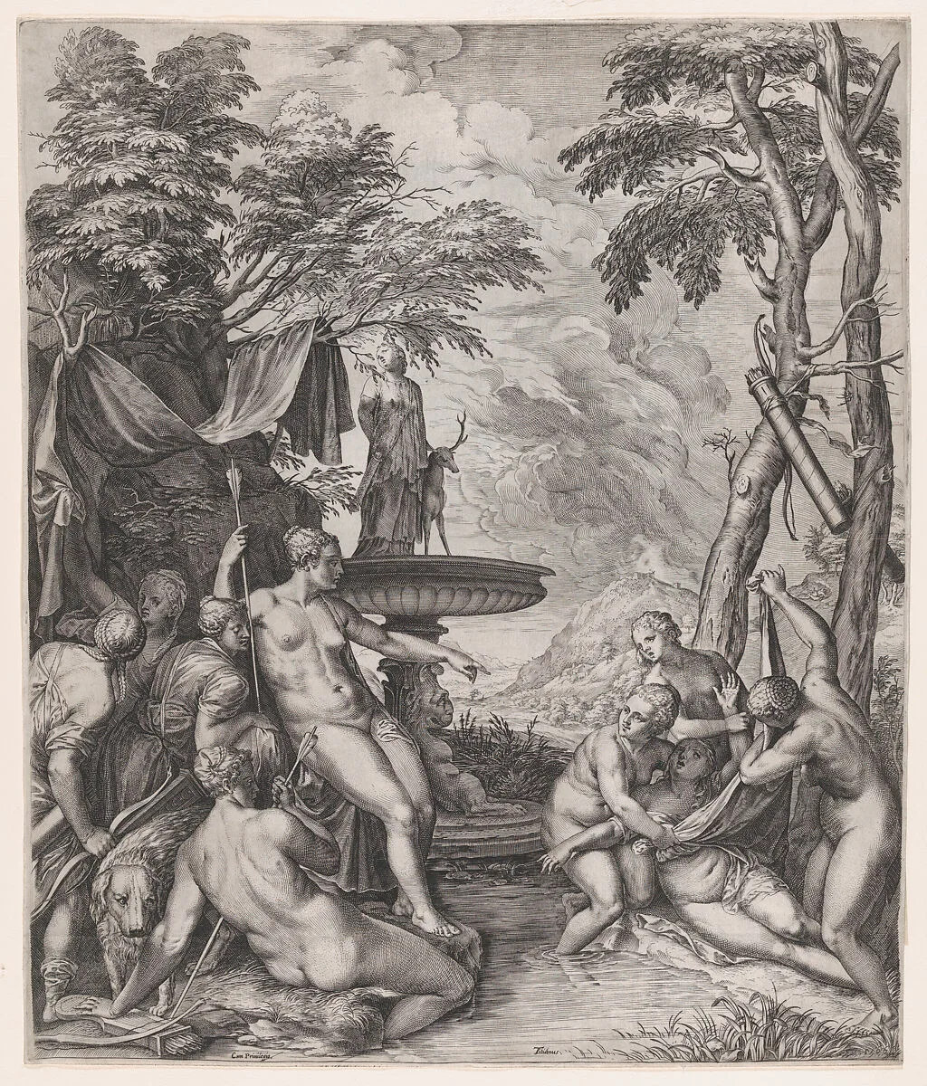 Diana Discovering Callisto's Pregnancy — Cornelis Cort|Titian (Tiziano Vecellio)