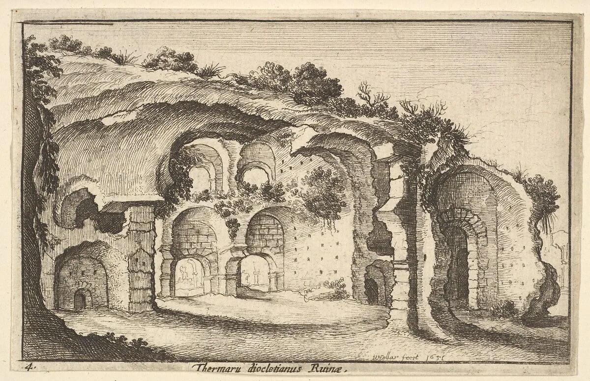 Thermaru diocletiani Ruinae (Baths of Diocletian), from "Roman Ruins" — Wenceslaus Hollar|Sebastiaen Vrancx