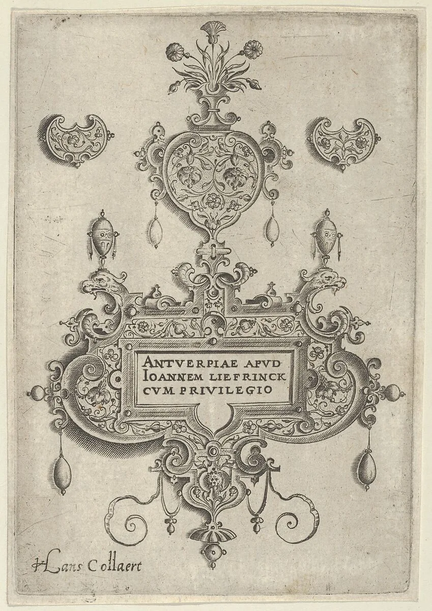 Title Plate, from Pendant Designs with Deities in Niches and Flower-Arabesques — Jan Collaert I|Hans Liefrinck