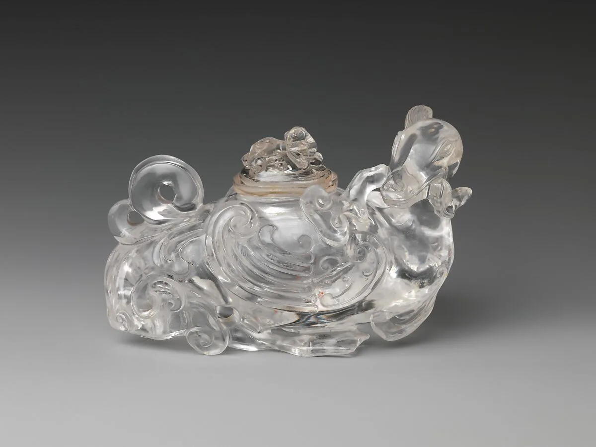 清中期 水晶天雞尊|Covered vessel in the shape of a heavenly rooster — Unknown