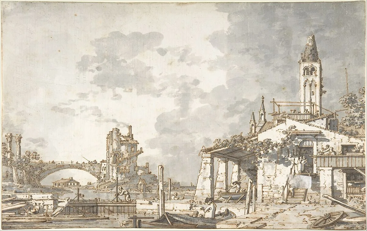 Lagoon Capriccio (recto); Architectural Scene (verso) — Canaletto (Giovanni Antonio Canal)