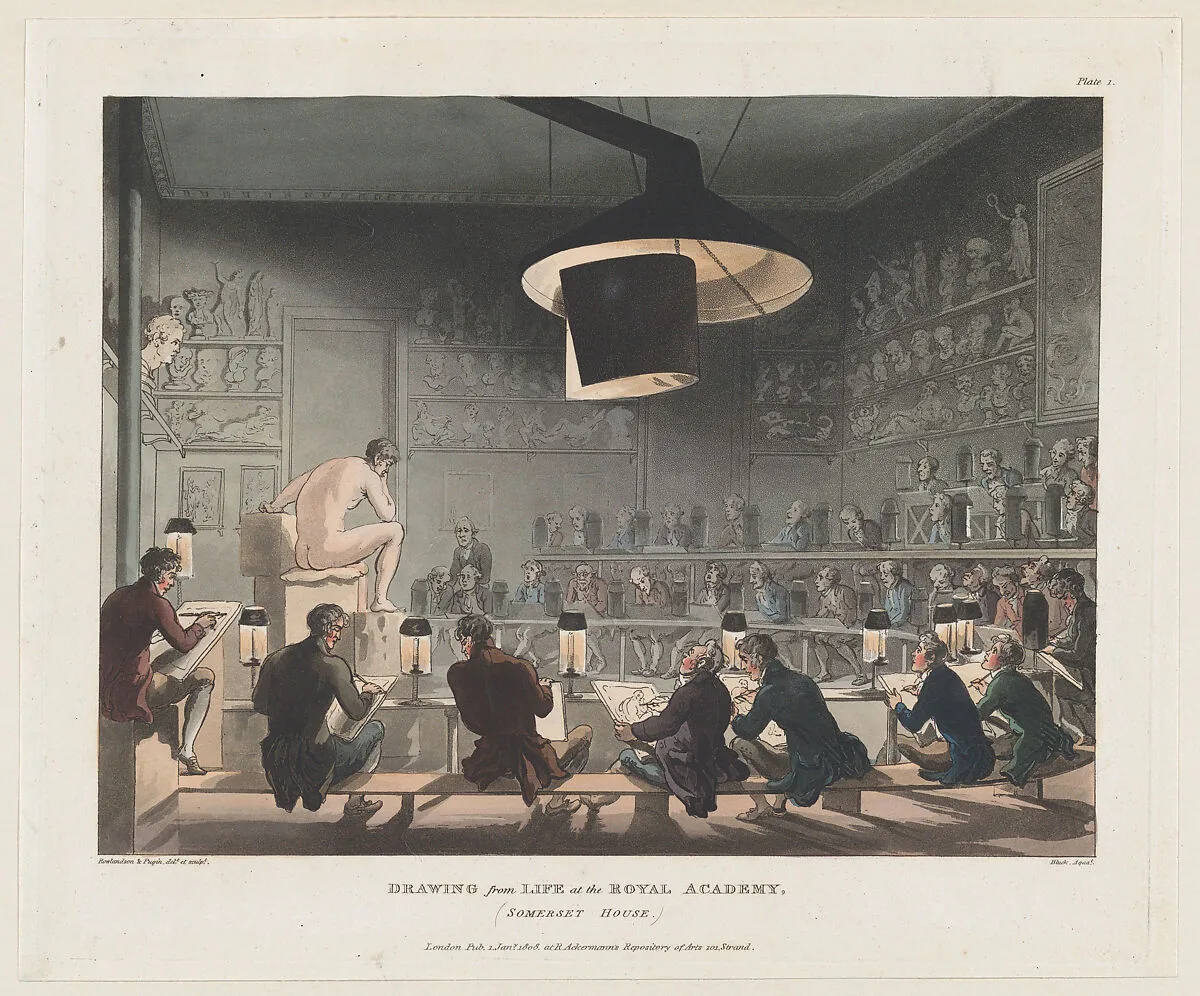 Drawing from Life at the Royal Academy, Somerset House — Auguste Charles Pugin|Thomas Rowlandson|John Bluck|Rudolph Ackermann, London