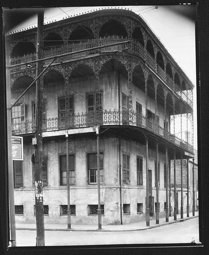 [House with Cast-Iron Grillwork on Balconies, New Orleans, Louisiana]