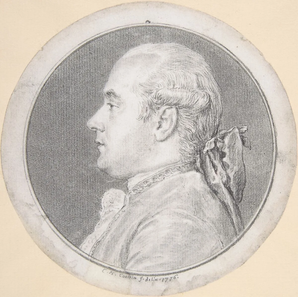 Bust of a Man, in Profile to Left — Charles Nicolas Cochin II