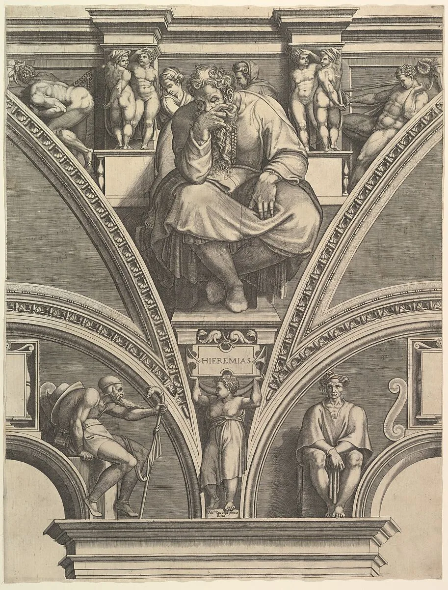 The Prophet Jeremiah, from "Prophets and Sibyls in the Sistine Chapel" — Giorgio Ghisi|Michelangelo Buonarroti|Nicolaus van Aelst