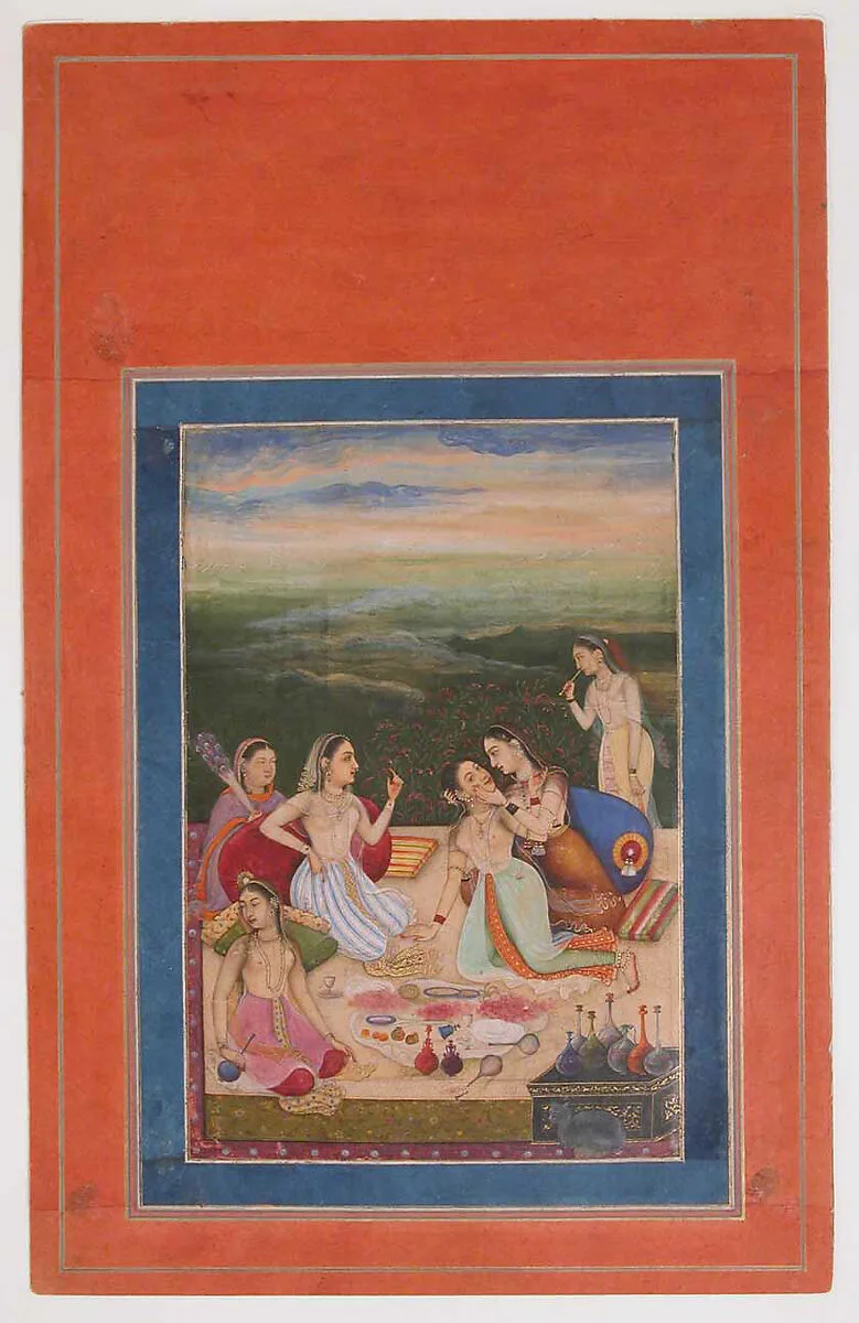 "Princess and Attendants on Balcony", Folio from the Davis Album — Unknown