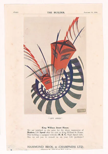 Lifts Speed; reproduced in an advertisement from The Builder, January 10, 1930 — Cyril E. Power