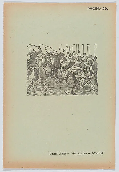 Page 29: an anti-clerical demonstration, from '36 Grabados' (Mexico, 1943) — José Guadalupe Posada|Arsacio Vanegas Arroyo