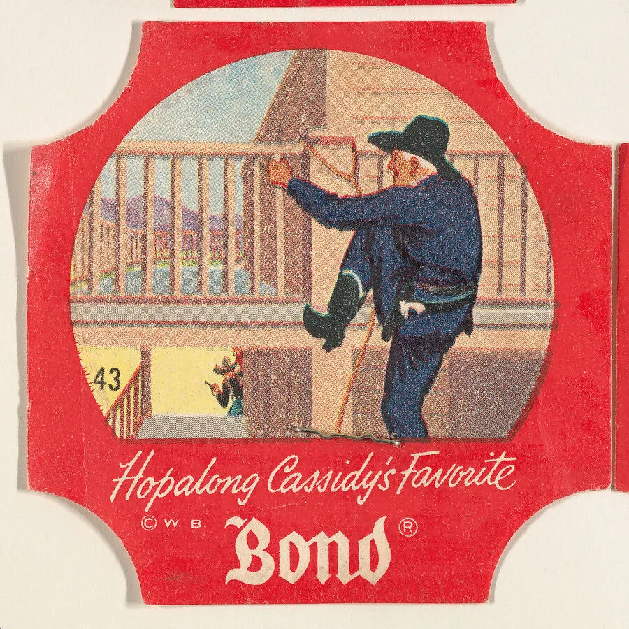 No. 43, from the Hopalong Cassidy bread labels series (D290-8) issued by Bond Bread — Warner Bros|Bond Bread